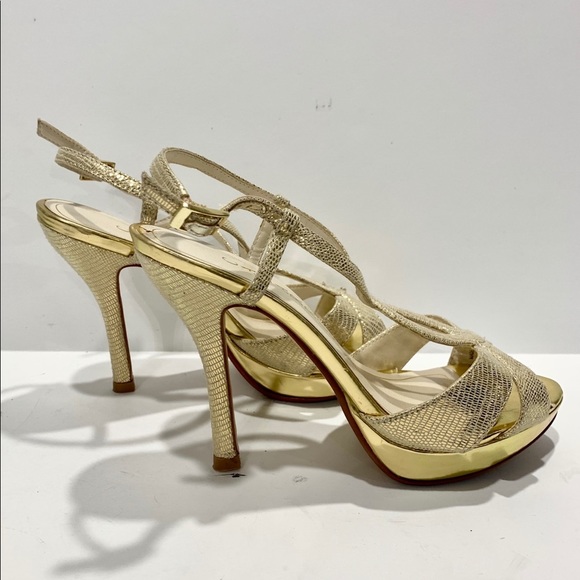 Caparros Gold Reptile Strappy Heeled Sandal - Picture 4 of 9